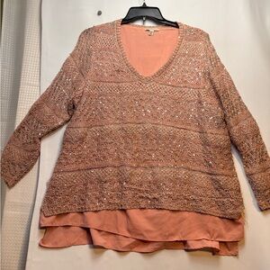 Pink Layered silver sequin Knit Sweater from DressBarn